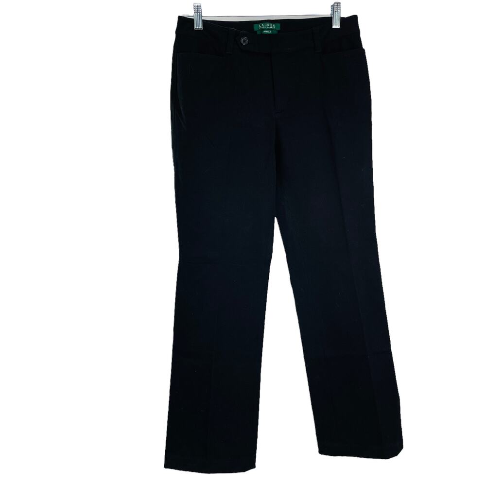 Lauren Ralph Lauren Adelle Black Cotton Stretch Button-Tab Waist Pants Size 6 - Picture 3 of 13